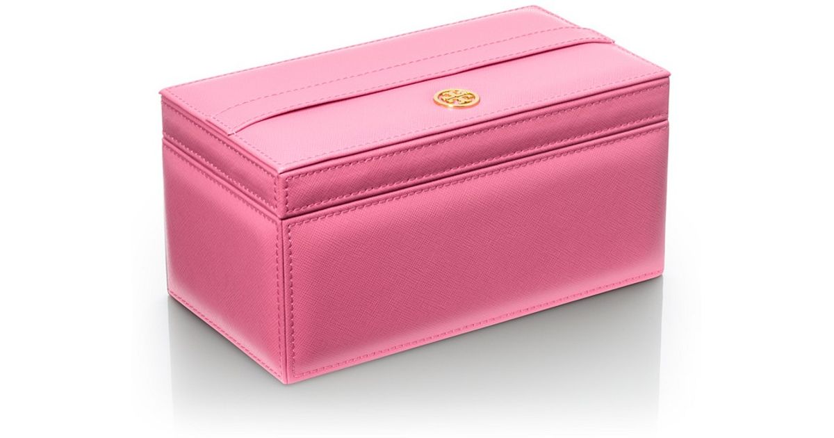 Tory Burch Robinson Rectangle Jewelry Case in French Rose