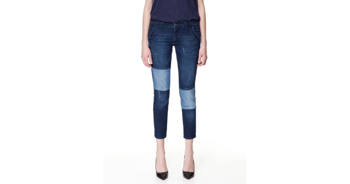 Zara Jeans with Patches in Blue Lyst