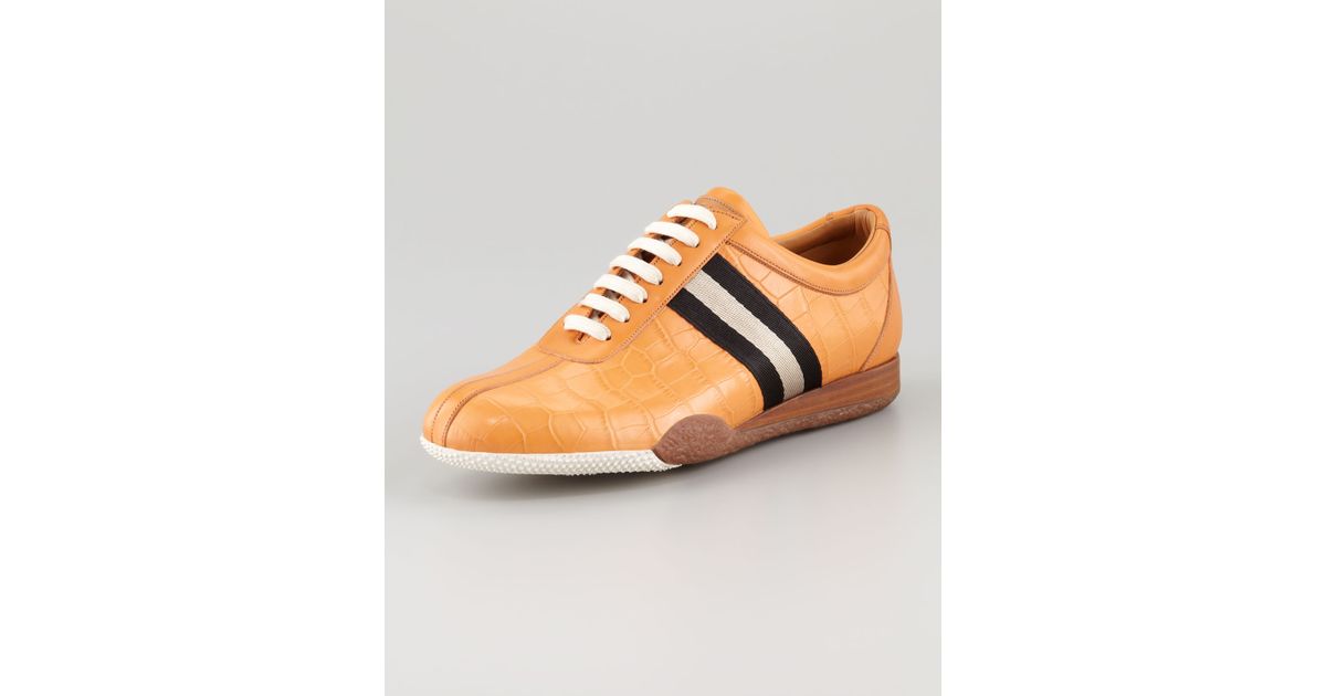 Lyst Bally Freenew Stamped Crocodile Sneaker in Orange