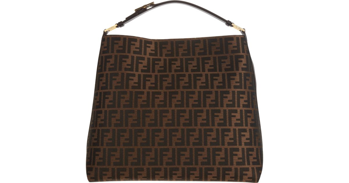 Fendi Zucca Hobo Bag In Brown Lyst