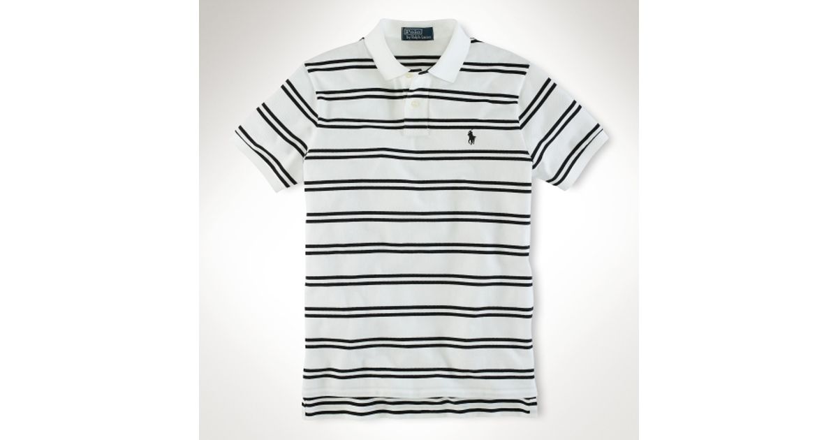 ralph lauren black and white striped polo shirt