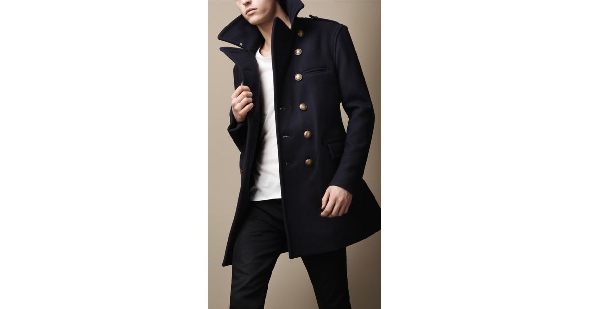 burberry navy wool coat
