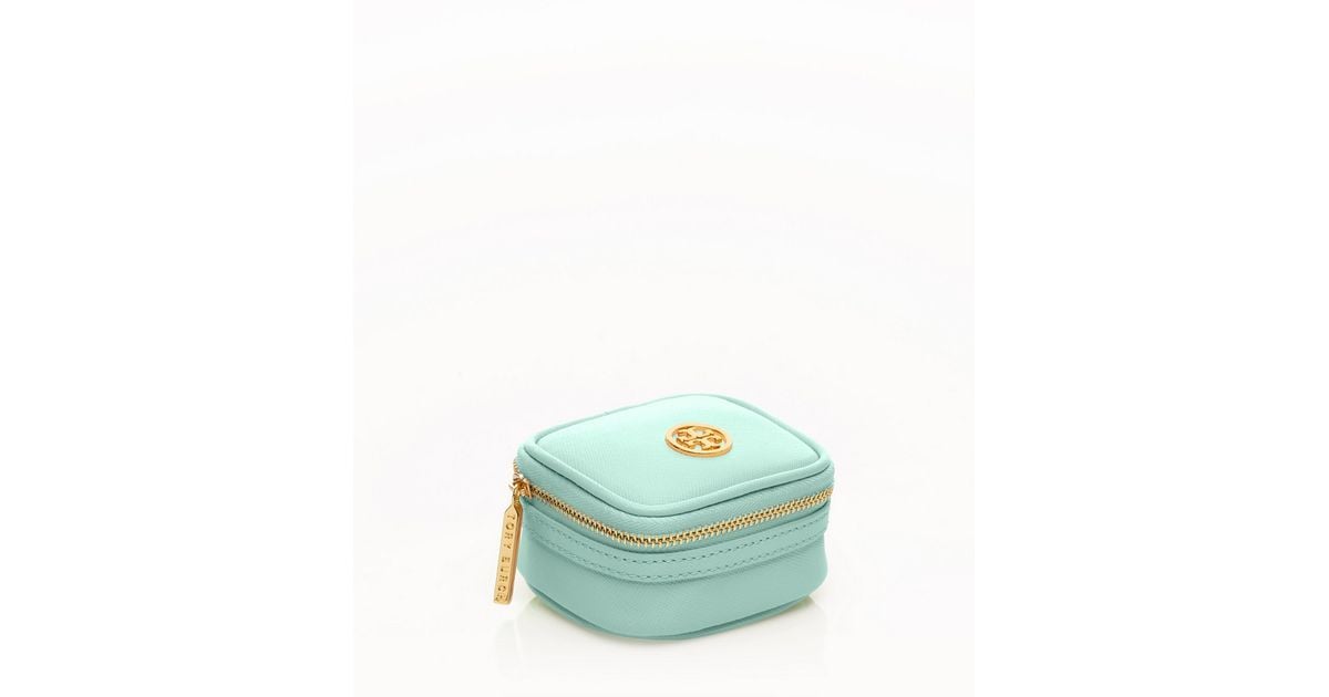 Tory Burch Robinson Tiny Jewelry Case in Mint (Blue) Lyst