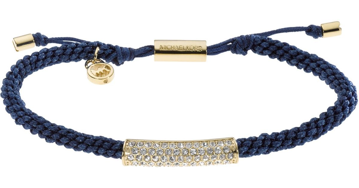 Michael Kors Macrame Cord Pave Bracelet in Gold/Navy (Blue) Lyst
