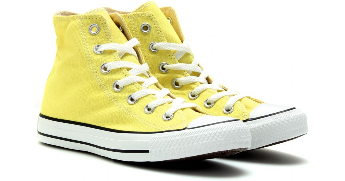 lemon yellow converse high tops