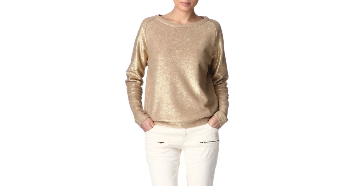 Maje Metallic Jumper Lyst