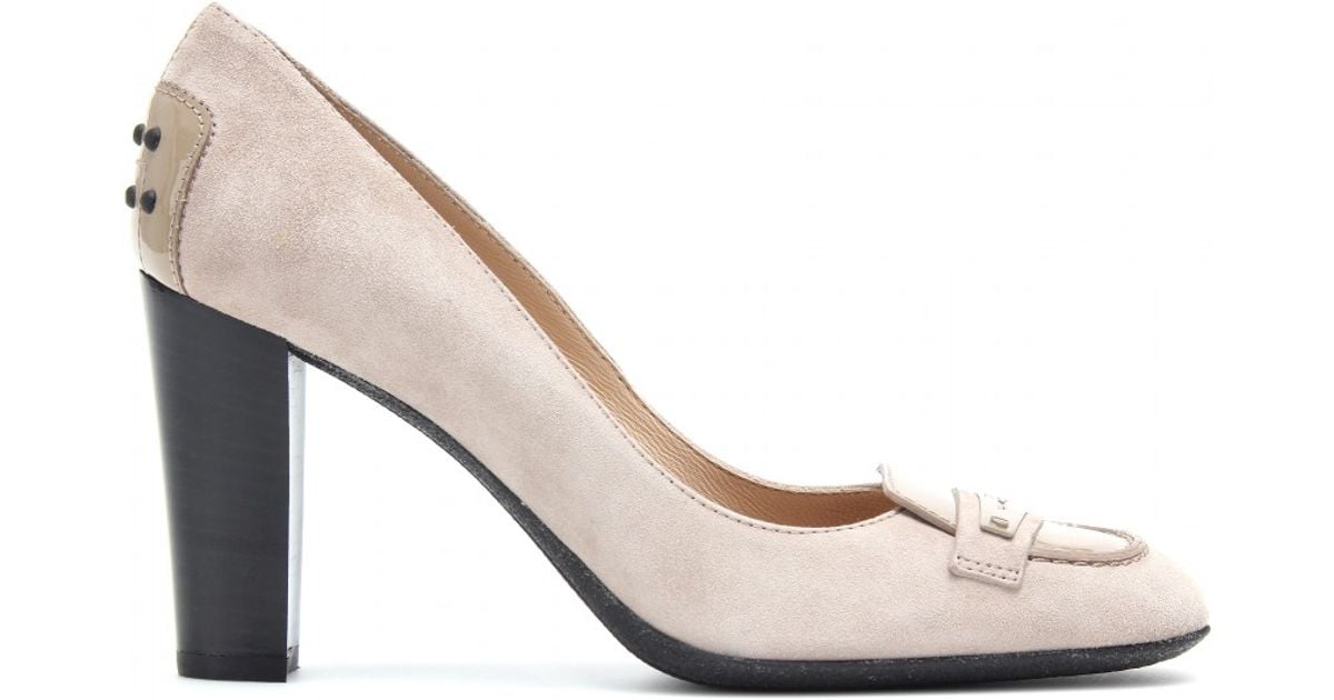 Tod's Jodie Suede Loafer Pumps in Taupe 