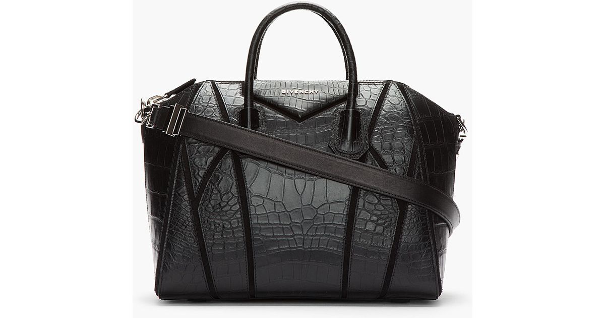 Givenchy Antigona Croc Embossed Patchwork Bag in Black - Lyst