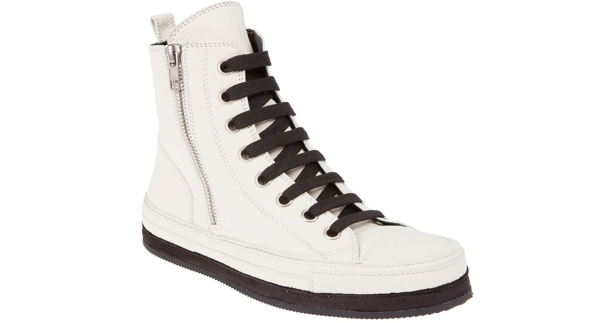 Ann Demeulemeester HighTop Zip Sneaker in White Lyst