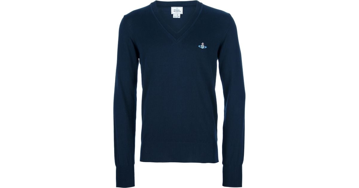 Vivienne Westwood V Neck Sweater in Blue for Men Lyst