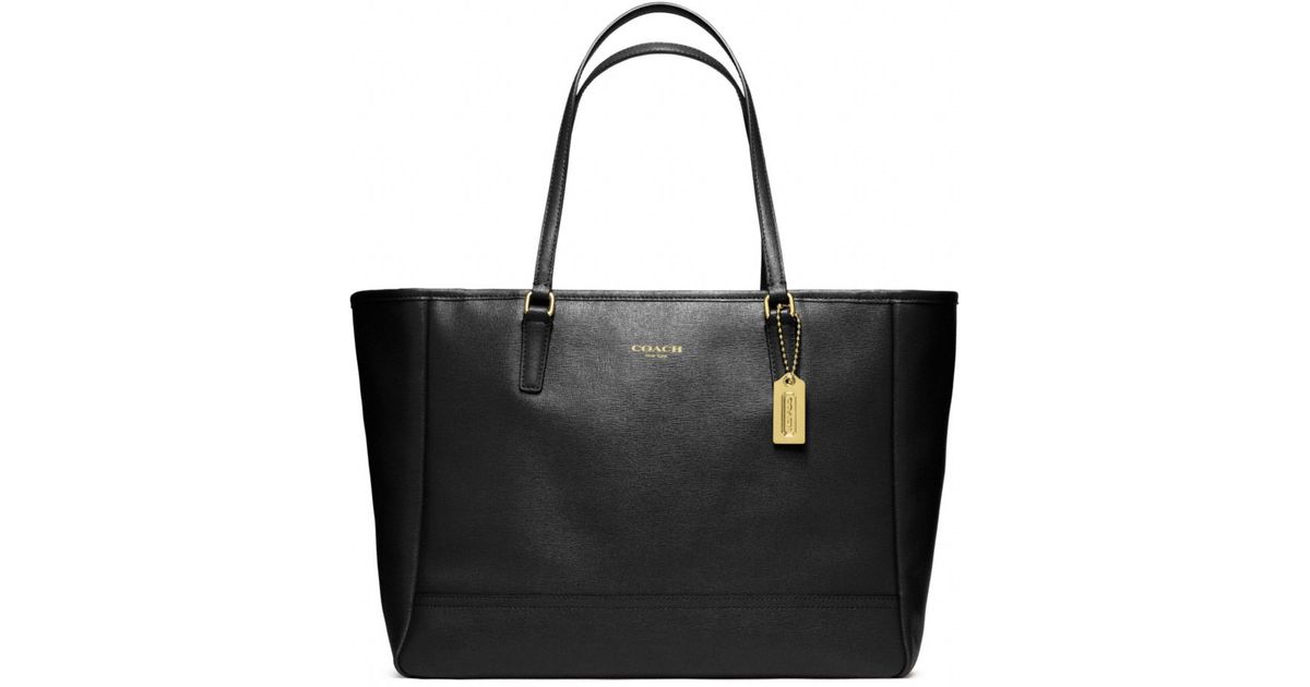 Coach - Saffiano Leather Shoulder Bag Black