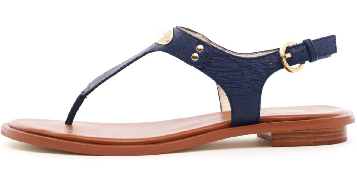 Michael Kors Flat Tstrap Thong Sandal in Blue | Lyst