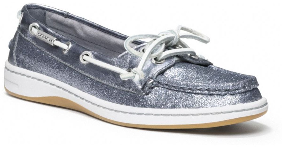 COACH Richelle Glitter Boat Shoe in Metallic Lyst