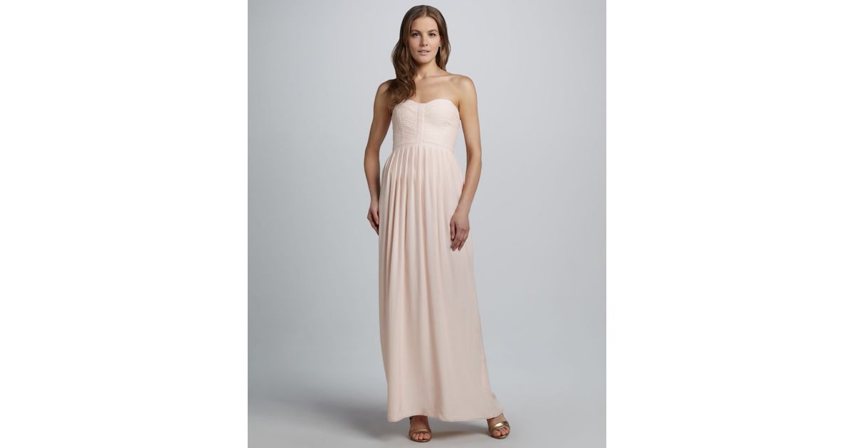 Jump Juniors Strapless Sequin Lace Dress in Natural | Lyst