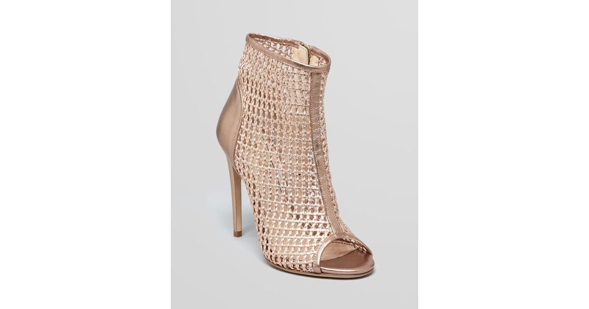 rose gold peep toe booties