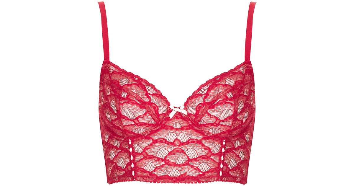 Topshop Scallop Lace Underwired Bralet in Red | Lyst