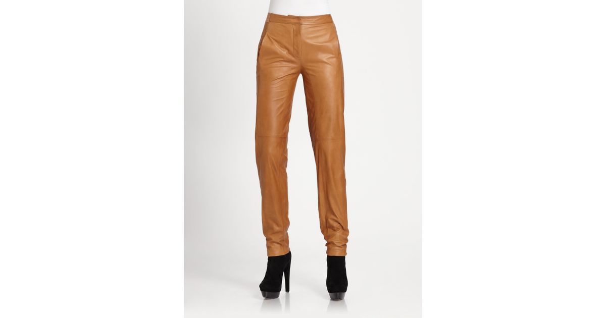 Halston Leather Pants in Rust (Brown) | Lyst
