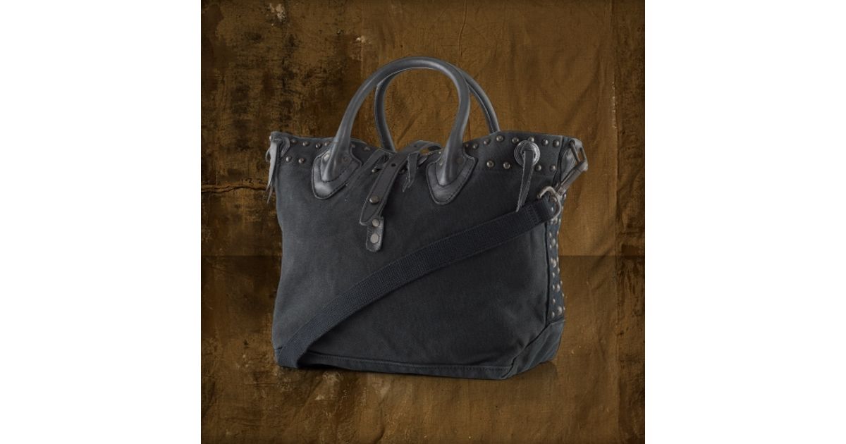 Ralph Lauren Studded Canvas Shoulder Bag in Black Lyst