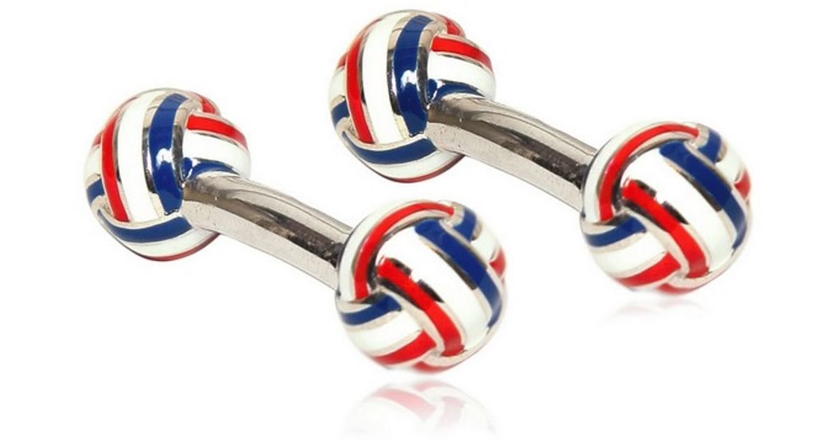 Thom Browne Enameled Silver Knot Cufflinks in Red for Men | Lyst