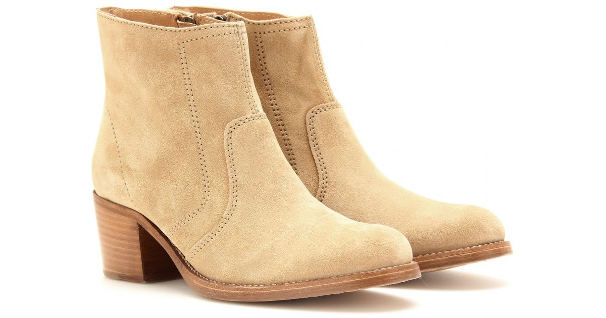 A.P.C. Suede Ankle Boots in Natural - Lyst