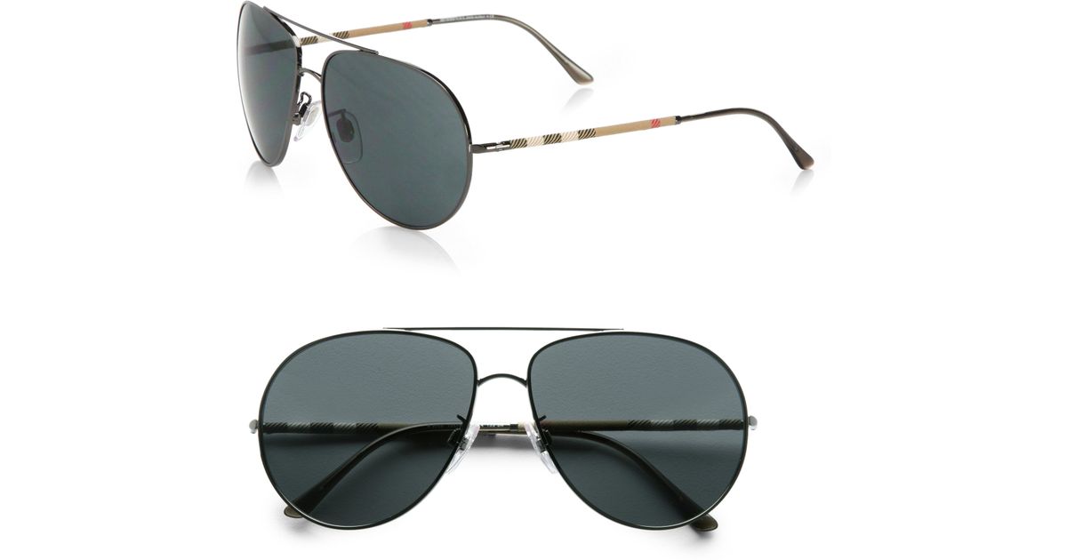 Burberry Metal Aviator Sunglasses In Black For Men Lyst 
