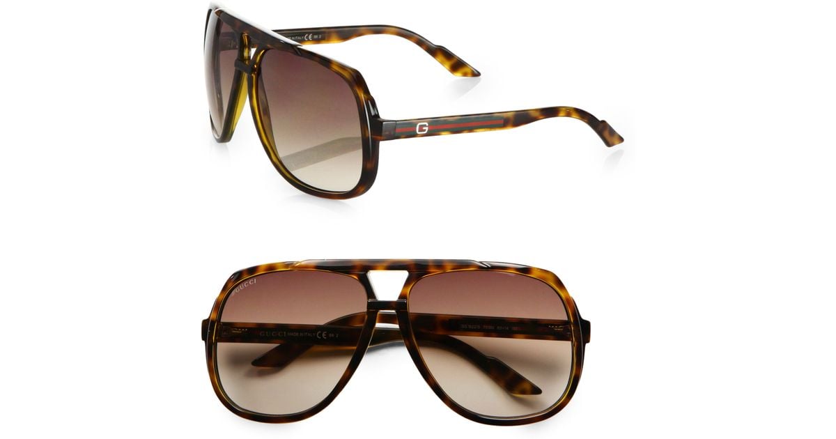 Gucci Plastic Aviator Sunglasses in Brown for Men | Lyst