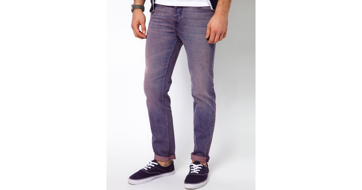 ASOS Slim Jeans With Acid Wash in Purple for Men - Lyst