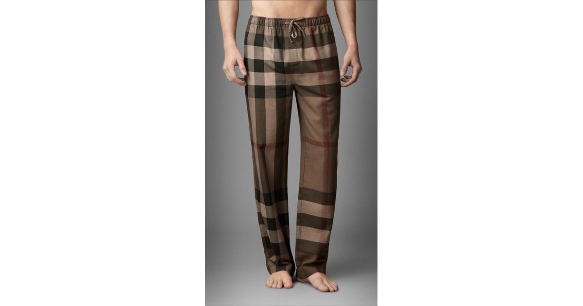 Burberry Check Cotton Pyjama Trousers in Brown for Men | Lyst