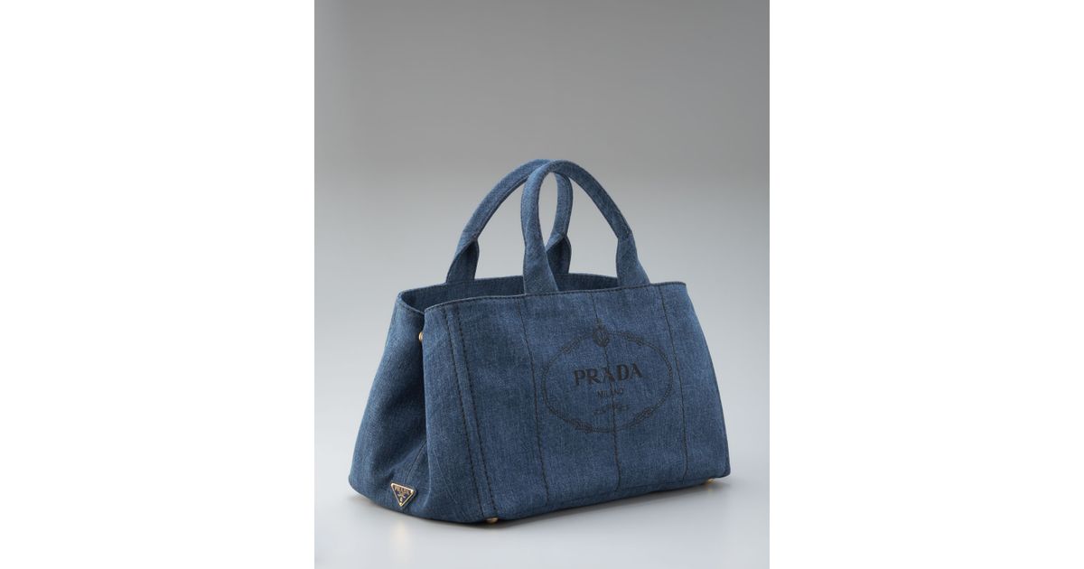 parada handbag - Prada Denim Logo Tote in Blue (denim) | Lyst