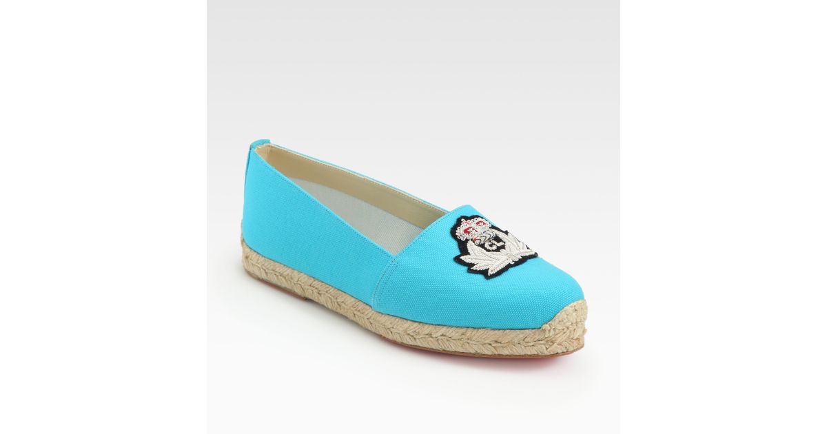 Christian Louboutin Galia Canvas Espadrilles in Turquoise (Blue) - Lyst