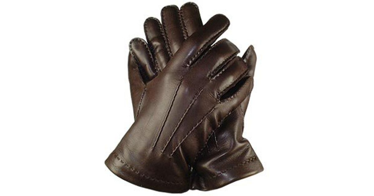 Forzieri Men's Cashmere Lined Dark Brown Italian Leather Gloves in