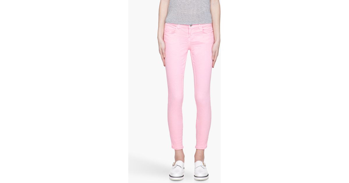 J brand Bubblegum Pink Engineered Crinkle Skinny Jeans in Pink Lyst