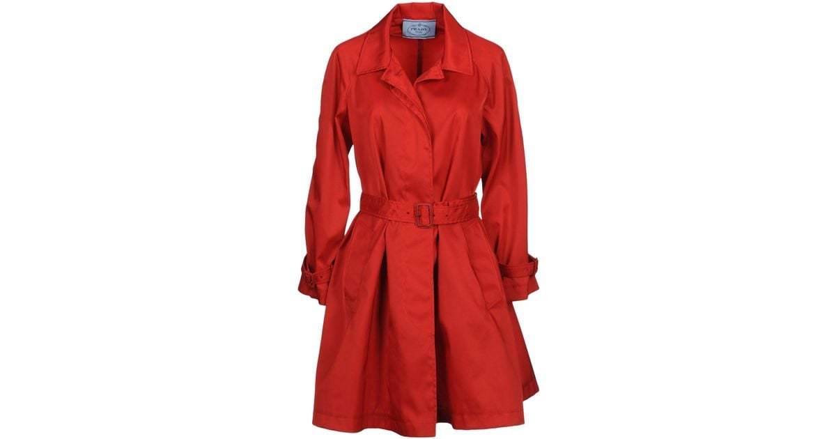 Prada Trench Coat in Red - Lyst