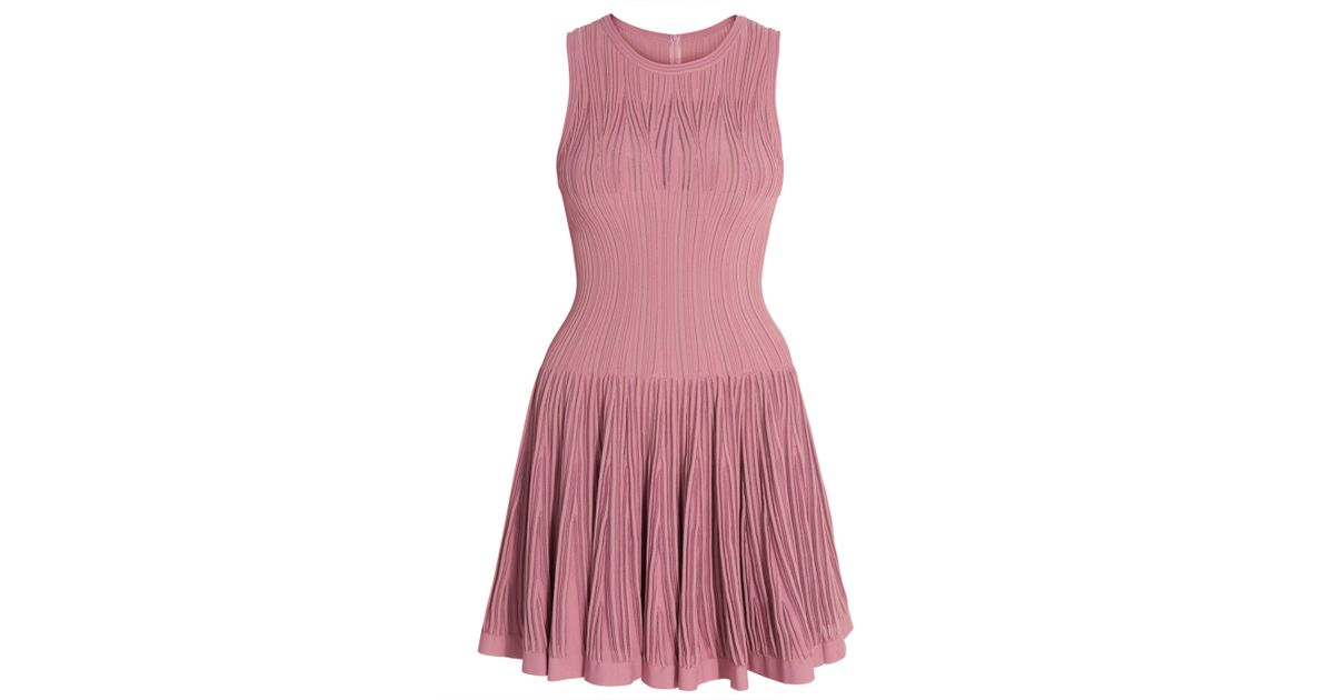 Alaïa Aigrette Boat Neck Dress in Blush (Pink) - Lyst