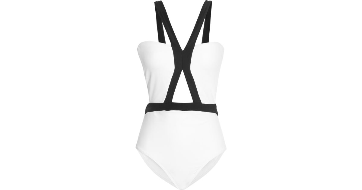 Jets by Jessika Allen Distinct Two-Tone Molded Swimsuit in White - Lyst
