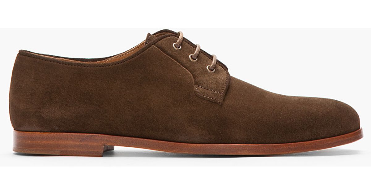 Lyst A.P.C. Dark Brown Suede Derby Laceup Shoes in Brown for Men