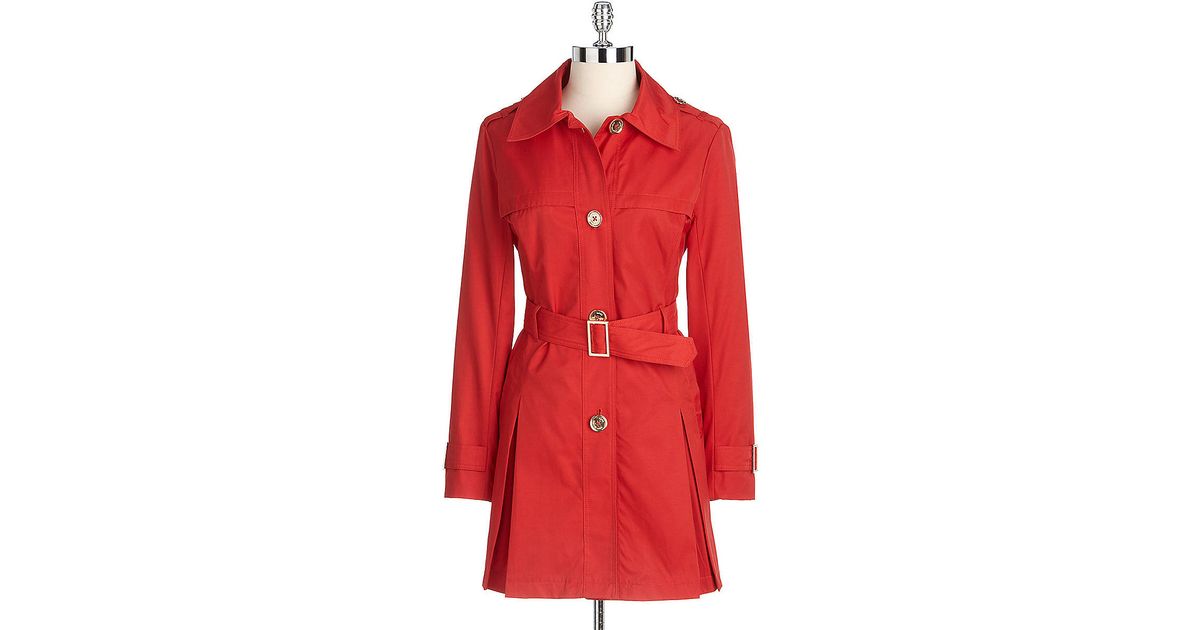 Michael Kors Single-breasted Trench Coat in Red - Lyst
