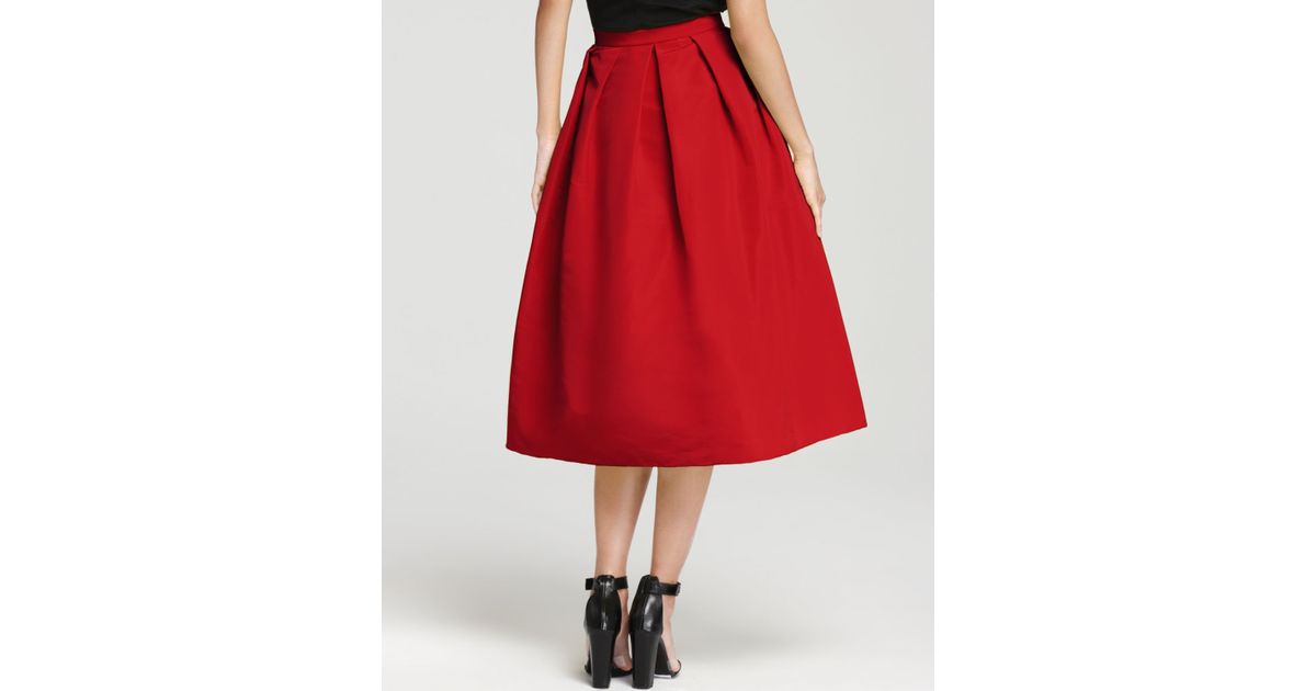 silk faille midi skirt