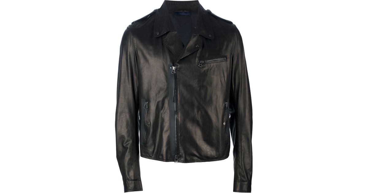 Lanvin Leather Jacket in Black for Men - Lyst