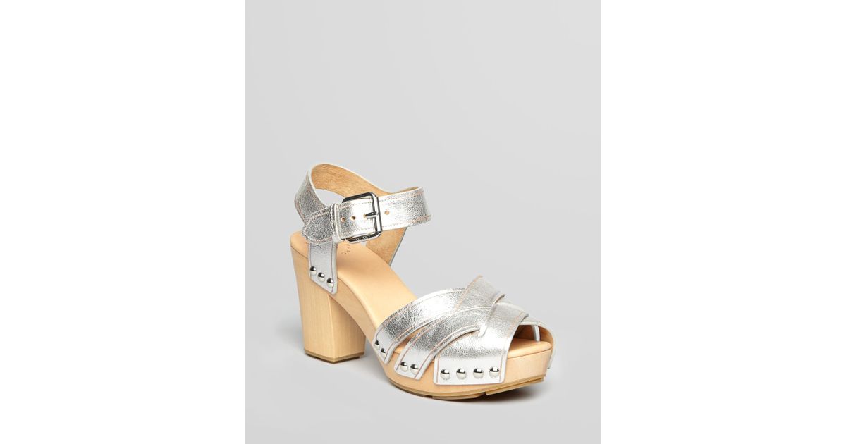 silver clog sandals