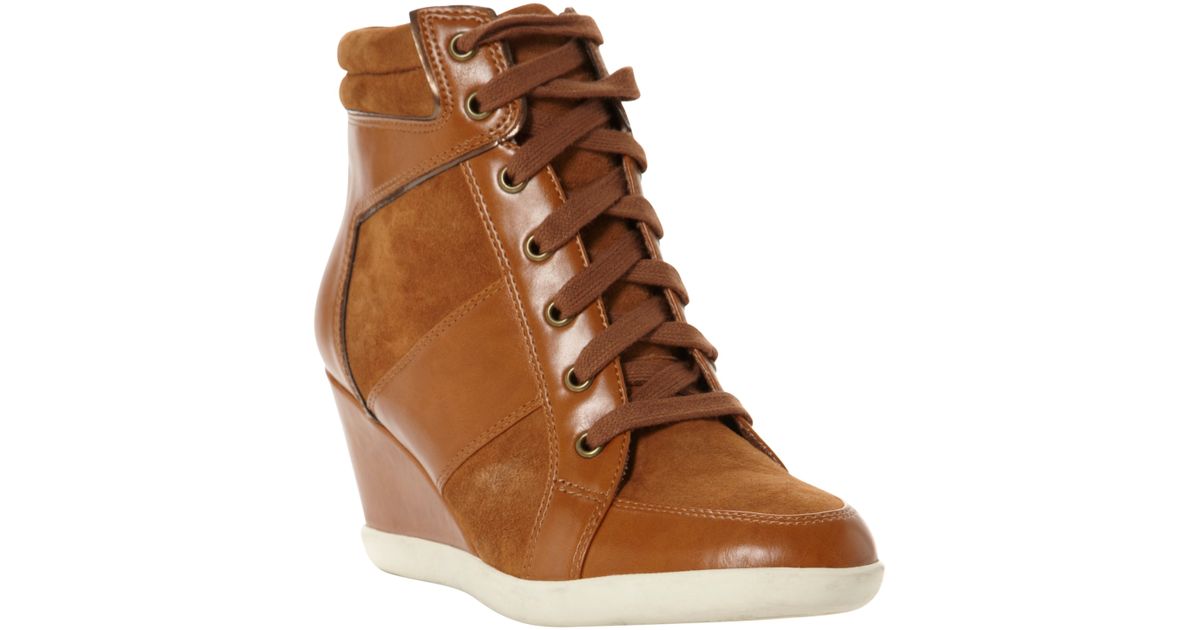Leather Panel Wedge Trainers 