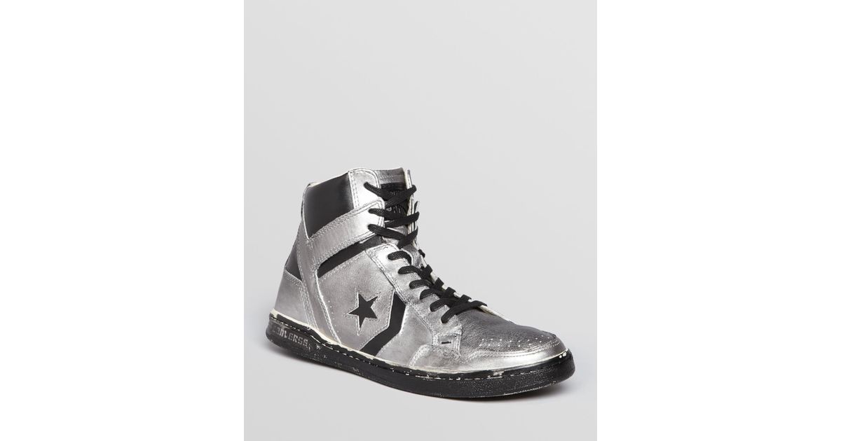 metallic leather converse