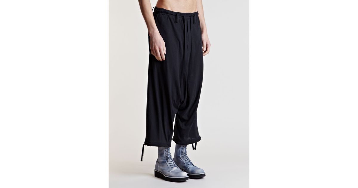 Yohji Yamamoto Mens Jersey Drop Crotch Pants in Black for Men - Lyst