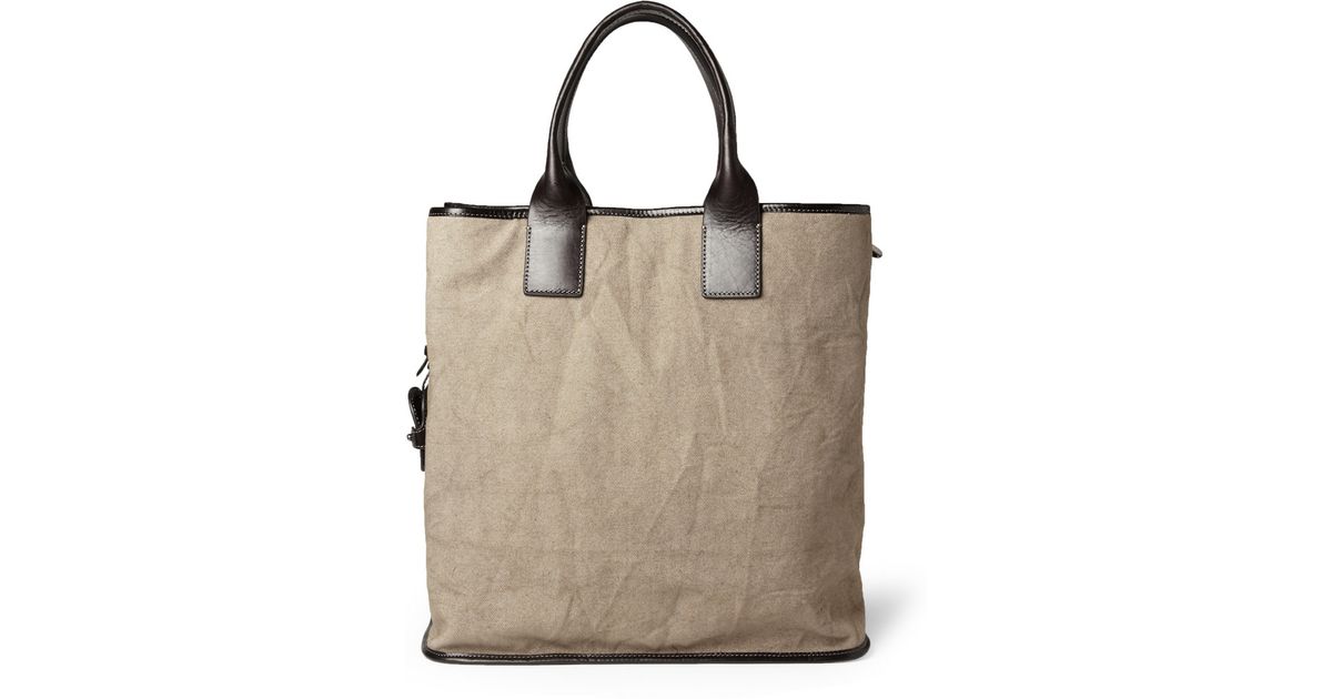 Dolce & Gabbana Leathertrimmed Canvas Tote Bag in Natural for Men | Lyst