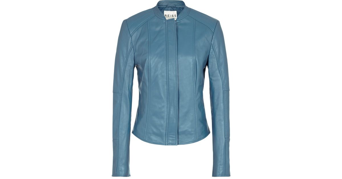 Reiss Soho Fitted Leather Jacket Cornflower Blue Lyst