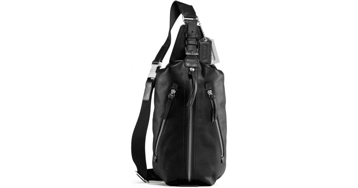 COACH Thompson Leather Sling Pack in Black | Lyst