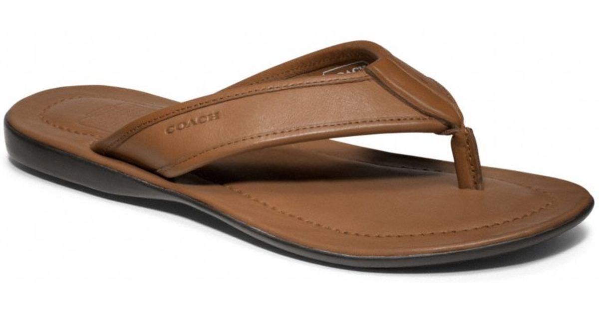 COACH Parker Flip Flop in Brown for Men - Lyst