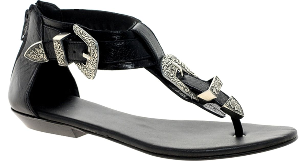 black western buckle sandals