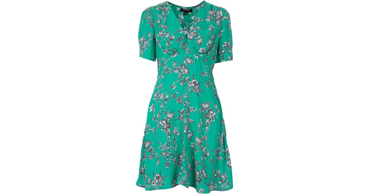 green floral tea dress