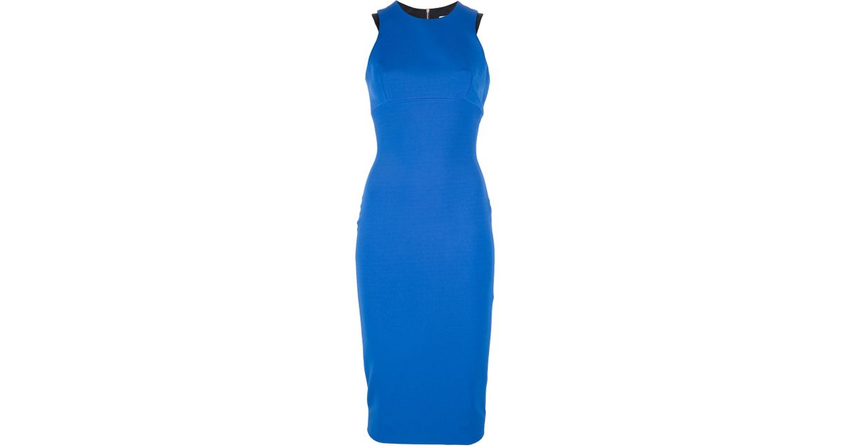 Victoria Beckham Sleeveless Fitted Dress in Blue - Lyst
